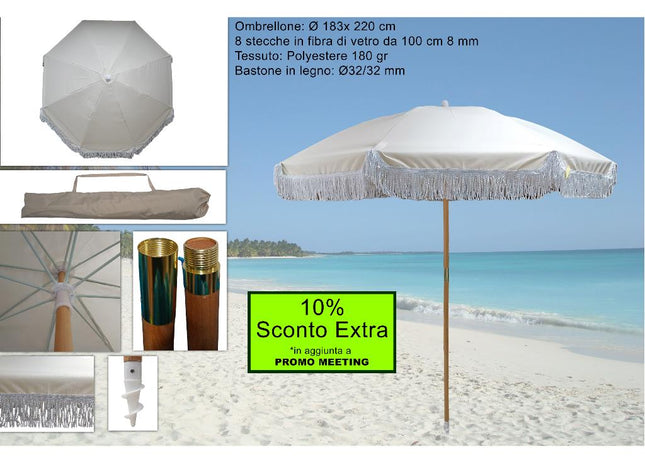 Due Esse Ombrellone Mare Beige 200cm: Eleganza Naturale e Protezione Affidabile per la Tua Spiaggia Due Esse