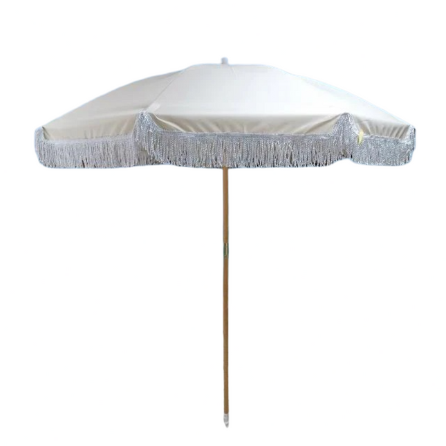 Due Esse Ombrellone Mare Beige 200Cm, Palo Legno Ø32Mm, Stecche Fibra Vetro