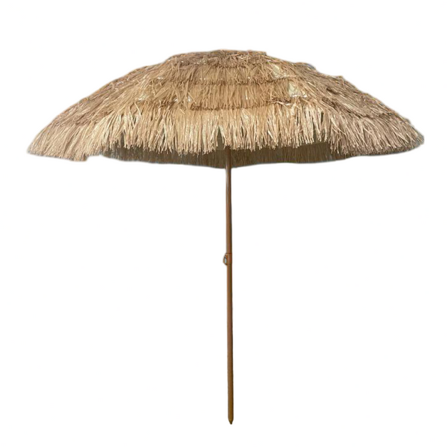 Due Esse Ombrellone Mare 200Cm Effetto Paglia, Palo Legno Ø32Mm, Stecche Fibra Vetro
