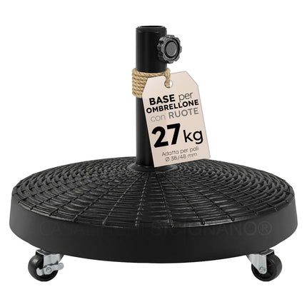 Base per Ombrellone in Resina con Ruote, 27 kg, 55x10x63 cm Due Esse