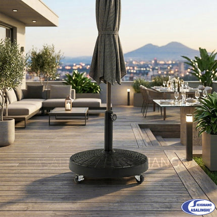 Base per Ombrellone in Resina con Ruote, 27 kg, 55x10x63 cm Due Esse