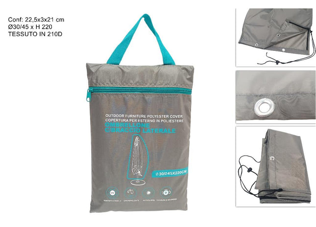 Due Esse Telo Copri Ombrellone Impermeabile Grigio - Ø 30/45X220Cm Due Esse