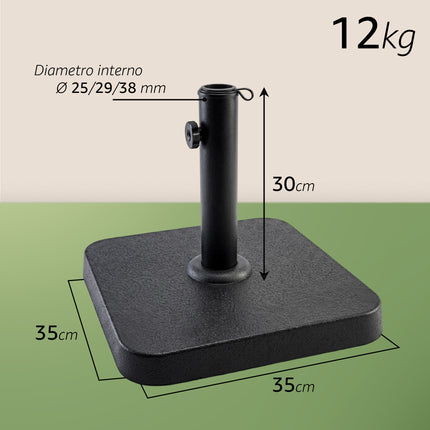 Base per Ombrellone in Ferro - Ovale/Quadrata - 25kg/15kg/12kg Due Esse