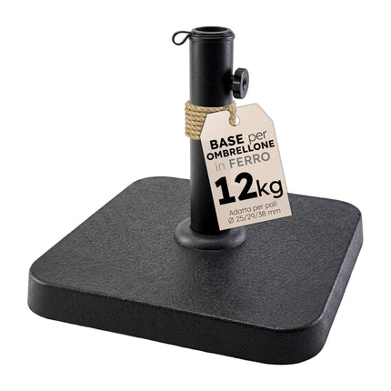 Base per Ombrellone in Ferro - Ovale/Quadrata - 25kg/15kg/12kg Quadra 12KG Due Esse