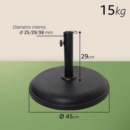 Base per Ombrellone in Ferro - Ovale/Quadrata - 25kg/15kg/12kg Due Esse