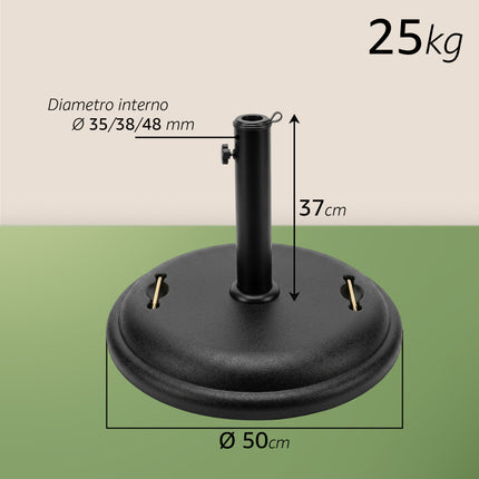 Base per Ombrellone in Ferro - Ovale/Quadrata - 25kg/15kg/12kg Due Esse