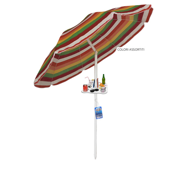Ombrellone Amalfi 180/8 in TNT da Mare e Giardino | Colore Assortito Set Ombrellone Design Assortito + Vassoio BTX