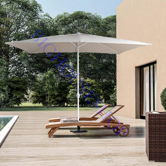 Btx Ombrellone Iseo: 2X3 Metri, Telaio Acciaio Bianco, Telo Ecrù (Per Giardino E Piscina)