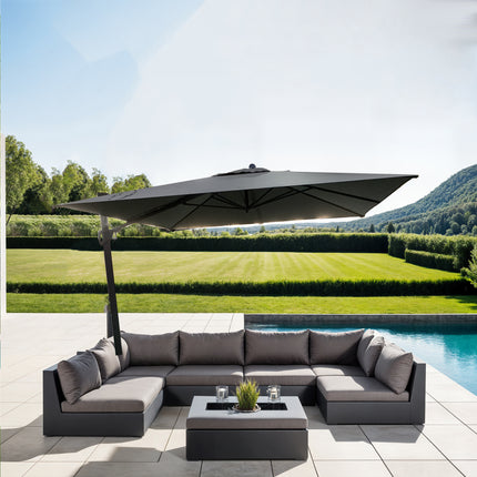 Ombrellone a Braccio Laterale Sicignano | Copertura Outdoor Salvaspazio senza Palo Centrale | Telaio Alluminio Antiruggine e Telo Anti-UV 250g | Varianti Step 3x3m / Next 3x4m Salmar