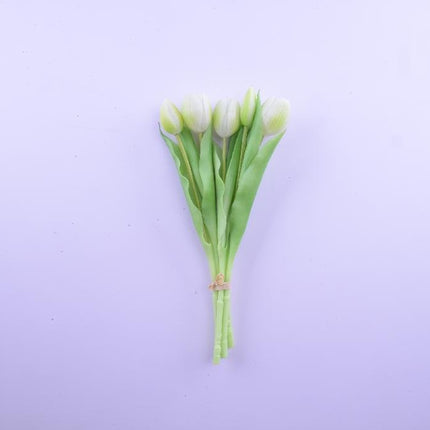 Mazzo 5 Tulipani in Gomma Cm.31 Bianco / Giallo / Rosso / Arancione