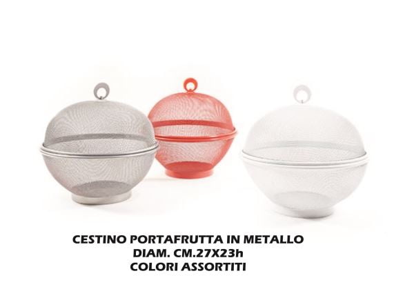 Cestino Portafrutta Metallo Cm.27X23H Col. Ass. Mercury srl