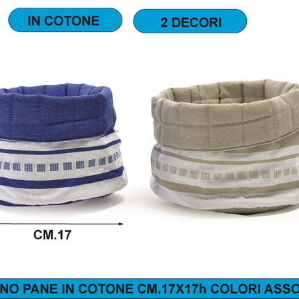 Cestino Pane Cotone Righe Cm.17X17H Colori Assortiti Mercury srl