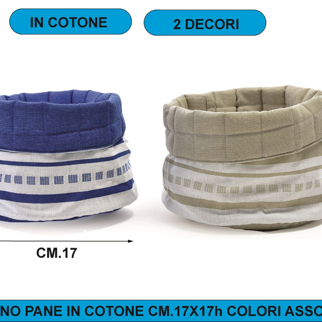 Cestino Pane Cotone Righe Cm.17X17H Colori Assortiti Mercury srl