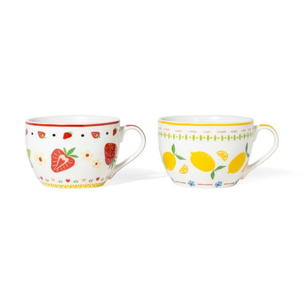 Tazzone Latte Jumbo Porcellana 490 ml, Tazza Grande 11,3x14,5x8 cm per Zuppe, Minestre e Cereali, Porcellana Bianca Resistente in Lavastoviglie, 1 Pezzo Fantasia Assortita