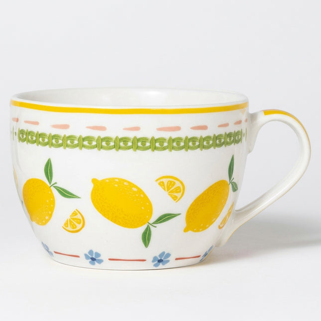 Tazzone Latte Jumbo Porcellana 490 ml, Tazza Grande 11,3x14,5x8 cm per Zuppe, Minestre e Cereali, Porcellana Bianca Resistente in Lavastoviglie, 1 Pezzo Fantasia Assortita Mercury srl