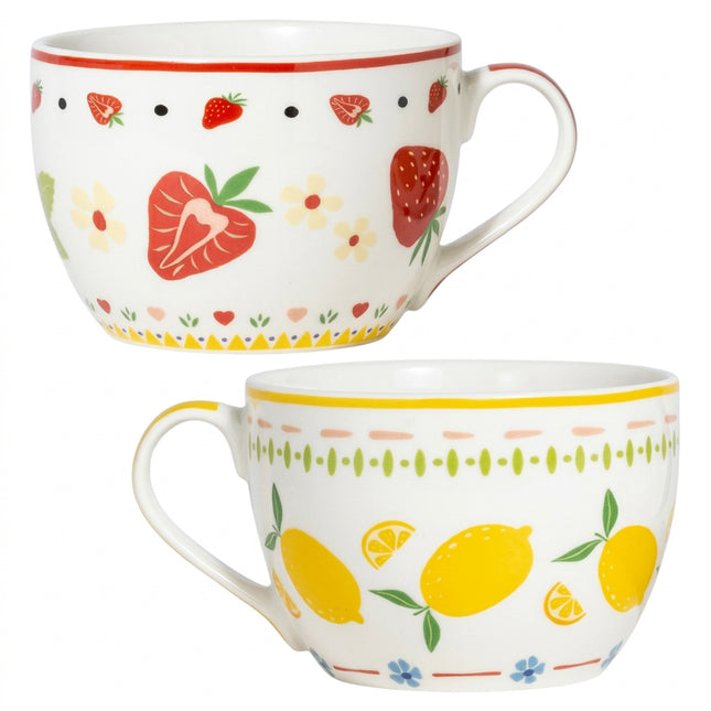 Tazzone Latte Jumbo Porcellana 490 ml, Tazza Grande 11,3x14,5x8 cm per Zuppe, Minestre e Cereali, Porcellana Bianca Resistente in Lavastoviglie, 1 Pezzo Fantasia Assortita Mercury srl