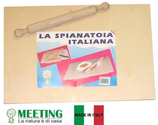 Meeting Legno Tavola Per Pasta Rettangolare Con Mattarello, Resistente, Misure 50X30 Cm, 58X38 Cm E 75X50 Cm, Made In Italy Meeting Legno