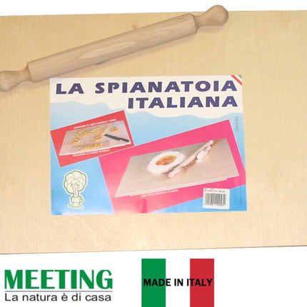 Meeting Legno Tavola Per Pasta Rettangolare Con Mattarello, Resistente, Misure 50X30 Cm, 58X38 Cm E 75X50 Cm, Made In Italy Meeting Legno