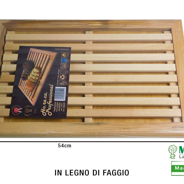 Tagliapane Da Banco Con Griglia Cm.54X35 Massello Di Faggio-8020900005112