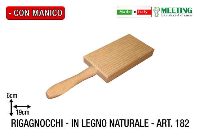Rigagnocchi In Legno Naturale Con Manico Cm.19X6 Meeting Legno