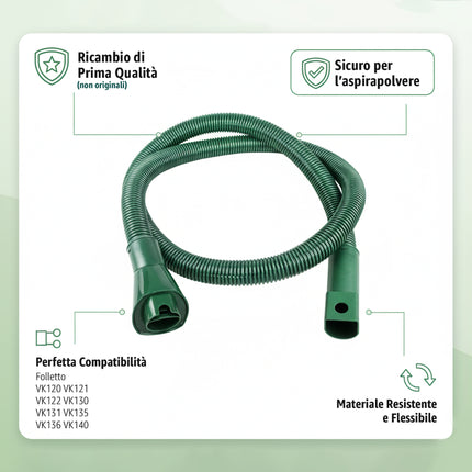 Tubo Flessibile di Ricambio Compatibile con Folletto VK120, VK121, VK122, VK130, VK131, VK135, VK136, VK140 | Accessorio Aspirapolvere Domestik Line Service
