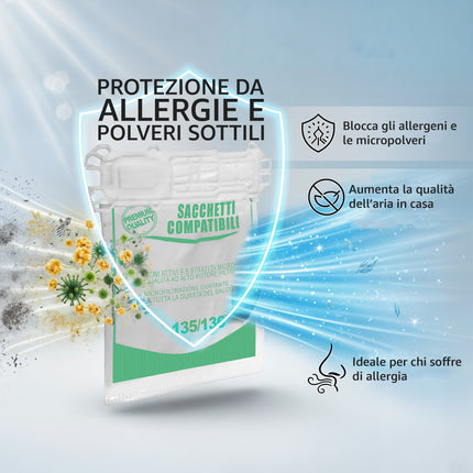 6 Sacchetti Compatibili per Aspirapolvere Folletto VK135 VK136 I Sacchetti in Microfibra a 5 Strati con Carboni Attivi I Ricambio Alternativo Non Originale Domestik Line Service