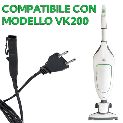 Cavo Alimentazione Grigio 2x0,75 mm – 7 o 10 Metri – Compatibile VK200 – Spina Italiana – Ricambio per Folletto – Filo Elettrico per Aspirapolvere Domestik Line Service