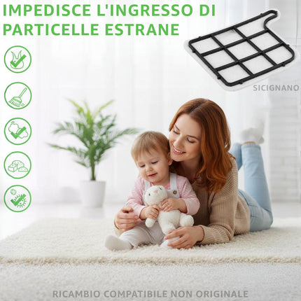 Filtro Aspirapolvere Compatibile per Folletto VK135 Filtro Protezione Motore Non Originale, Alta Qualità, Facile da Installare Domestik Line Service