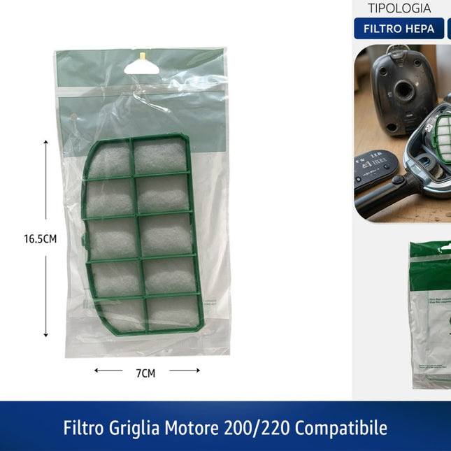 Filtro HEPA Griglia Motore Ricambio non Originale Compatibile Folletto VK200/220 Domestik Line Service