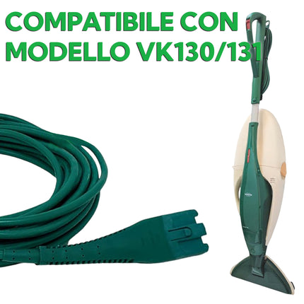 Cavo Alimentazione Verde 7 Metri 2x0,75 mm – Spina Italiana Compatibile VK130/131/135/136/140 – Ricambio per Folletto - Filo Elettrico per Aspirapolvere VK130 131 Domestik Line Service