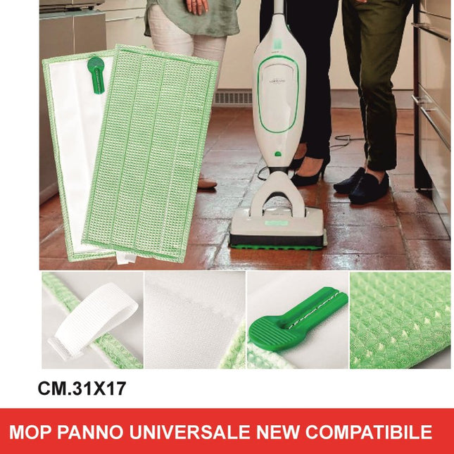 Mop Panno Universale New | 31 x 17 cm | Ricambio non Originale Compatibile Folletto Domestik Line Service