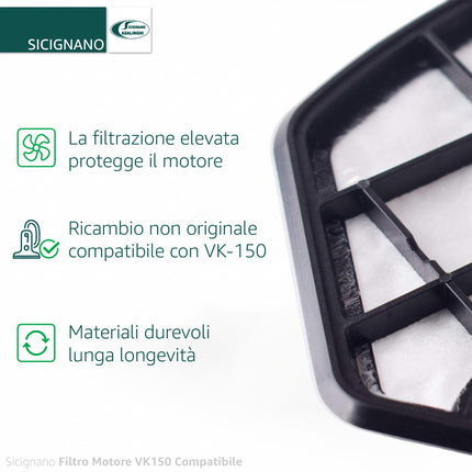 Filtro Motore Compatibile Folletto VK150 | Ricambio Griglia Aspirapolvere, Alta Efficienza, Accessorio di Qualità per Prestazioni Ottimali, Non Originale Domestik Line Service