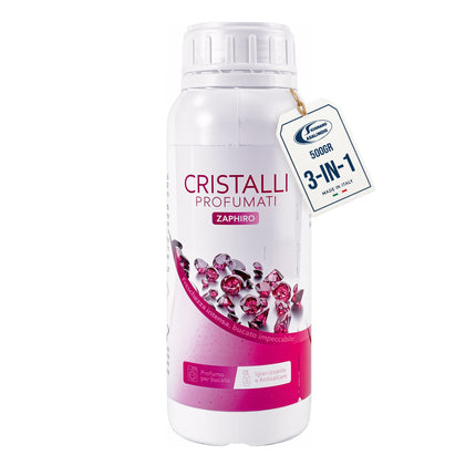 Cristalli Profumati Gr.500 | Cristalli Made in Italy per Bucato 3-in-1: Profuma, Ammorbidente e Anticalcare; Sali per Lavatrice, Azione Rinfrescante e Profumo Duraturo per Vestiti Zaphiro Domestik Line Service