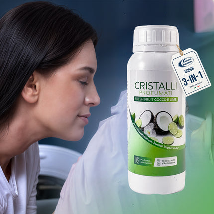 Cristalli Profumati Gr.500 | Cristalli Made in Italy per Bucato 3-in-1: Profuma, Ammorbidente e Anticalcare; Sali per Lavatrice, Azione Rinfrescante e Profumo Duraturo per Vestiti Domestik Line Service