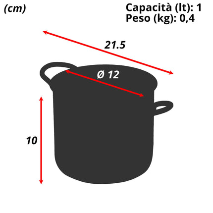 Sicignano Pentola Alta Daisy 2 Manici Acciaio Inossidabile Induzione 12 cm Casalinghi Sicignano