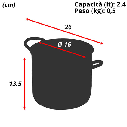 Sicignano Pentola Alta Daisy 2 Manici Acciaio Inossidabile Induzione 16 cm Casalinghi Sicignano