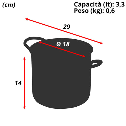 Sicignano Pentola Alta Daisy 2 Manici Acciaio Inossidabile Induzione 18 cm Casalinghi Sicignano