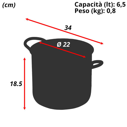 Sicignano Pentola Alta Daisy 2 Manici Acciaio Inossidabile Induzione 22 cm Casalinghi Sicignano