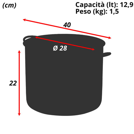 Sicignano Pentola Alta Daisy 2 Manici Acciaio Inossidabile Induzione 28 cm Casalinghi Sicignano