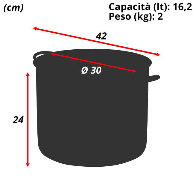 Sicignano Pentola Alta Daisy 2 Manici Acciaio Inossidabile Induzione 30 cm Casalinghi Sicignano