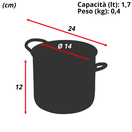 Sicignano Pentola Alta Daisy 2 Manici Acciaio Inossidabile Induzione 14 cm Casalinghi Sicignano