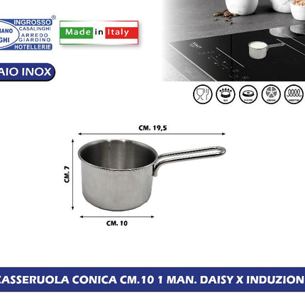 Sicignano Casseruola Conica 1 Manico Daisy Per Induzione: L'Eleganza Funzionale Per Le Tue Salse E Cotture Precise