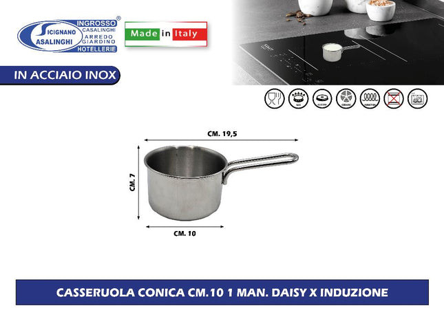 Sicignano Casseruola Conica 1 Manico Daisy Per Induzione: L'Eleganza Funzionale Per Le Tue Salse E Cotture Precise 10 cm Casalinghi Sicignano
