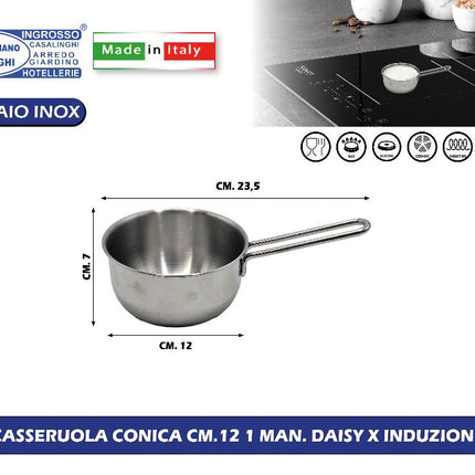 Sicignano Casseruola Conica 1 Manico Daisy Per Induzione: L'Eleganza Funzionale Per Le Tue Salse E Cotture Precise