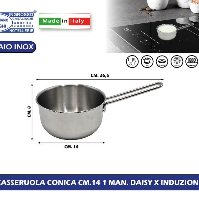 Sicignano Casseruola Conica 1 Manico Daisy Per Induzione: L'Eleganza Funzionale Per Le Tue Salse E Cotture Precise