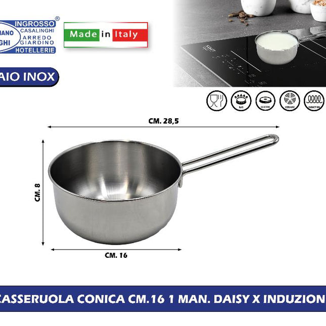 Sicignano Casseruola Conica 1 Manico Daisy Per Induzione: L'Eleganza Funzionale Per Le Tue Salse E Cotture Precise