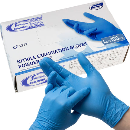 SD Glove Guanti in Nitrile Azzurro Premium - Medicali e per Alimenti (Senza Polvere) L SD Glove