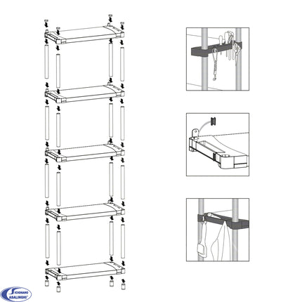 Mongardi Scaffale Modulare in Resina Alta Portata 80kg per Ripiano, Dimensioni 80x40 cm, Uso Interno ed Esterno, Garage, Cantina, Lavanderia (3 o 4 Ripiani) Mongardi