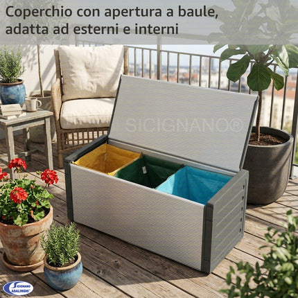 Mongardi Cassapanca per la Raccolta Differenziata Interno Esterno 85 x 34 x 38 cm 3 Borse Mongardi