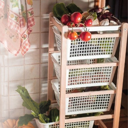 Sicignano Carrello Salvaspazio In Legno Di Faggio: Organizzazione E Stile Funzionale Per Ogni Ambiente Casalinghi Sicignano
